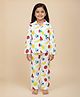 The Mom Store Cotton Knit Full Sleeves Fruits Printed Coordinating Night Suit Set - White & Red