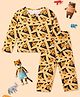 The Mom Store Cotton Knit Full Sleeves Tiger Printed Coordinating Night Suit Set - Orange