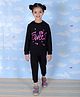 The Mom Store Cotton Full Sleeves Sweet Text Printed Sweatshirt & Joggers Set - Black