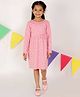 The Mom Store Cotton Full Sleeves Stars Printed & Bow Applique Detailed Dress - Pink