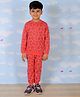 The Mom Store Cotton Full Sleeves Space Theme Printed Coordinating Sweatshirt & Joggers Set - Red