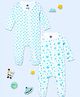 The Mom Store Cotton Knit Pack Of 2 Cotton Full Sleeves Clouds & Space Theme Printed Sleepsuits - White