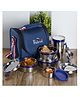 PDDFalcon Stainless Steel EcoNxt Executive Set Of 5 Lunch Box Set, Leak-Proof & Airtight with Lock-N-Lock Lids, Easy to Clean, Includes Carry Bag, Ideal for Office & School, Set of 4 (1430ml) - Navy Blue