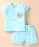 Tango Single Jersey Knit Half Sleeves Shorts Night Suit With Doggy Print - Light Blue