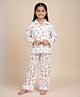The Mom Store Cotton Knit Full Sleeves Bow & Balloons Printed Coordinating Night Suit Set - White