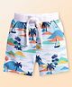Babyhug Terry Knit Mid Thigh Shorts With Beach Print - White