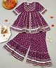 Little Ginnie Cotton Half Sleeves Bandhani Designed & Gotta Lace Embellished Kurta Sharara Set - Purple