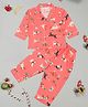 Little Ginnie Woolen Knit Full Sleeves Dogs Printed Coordinating Winter Night Suit Set - Pink