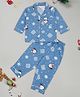 Little Ginnie Woolen Knit Full Sleeves Snowflakes & Polar Bear Printed Coordinating Winter Night Suit Set - Blue