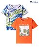 Honeyhap Premium Cotton Knit Half Sleeves T-Shirts With Tree Print Pack of 2 - Bright White & Coral Rose