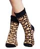 BHARATASYA Woollen Blend Fur Detailed & Leopard Printed Soft Warm Socks - Yellow & Black