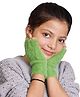 BHARATASYA Woollen Blend Fur Detailed Half Finger Gloves - Green