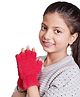 BHARATASYA Woollen Blend Fur Detailed Half Finger Gloves - Red