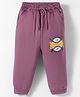 Taeko Looper Knit Full Length Lounge Pants With Sport Text Print - Purple