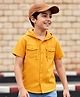 Pine Kids 100% Cotton Half Sleeves Solid Coloured Hooded Shirts - Mustard