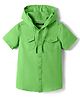Pine Kids 100% Cotton Half Sleeves Solid Coloured Hooded Shirts - Lime Green