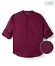 Pine Kids Cotton Woven Full Sleeves Solid Colour Mandarin Collar Shirt - Wine