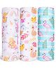 ZOE 100% Cotton Muslin Multipurpose Swaddle Wrap Elephant Print Pack of 3 - Multicolour