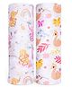 ZOE 100% Cotton Muslin Multipurpose Swaddle Wrap Elephant Print Pack of 2 - Multicolour