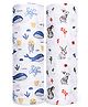ZOE Organic Cotton Muslin Swaddle Wrap with Dolphin & Rabbit Print Pack of 2 - White