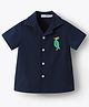 Mark & Mia Half Sleeves Solid Shirt Bird Embroidery - Navy Blue