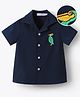 Mark & Mia Half Sleeves Solid Shirt Bird Embroidery - Navy Blue