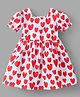 Mark & Mia Half Sleeves Dress With Heart Print - Red & White