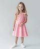Bonfino Woven Strappy Sleeves A Line Party Dress with Floral Applique & Sequin -Pink