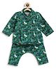 Tiber Taber Full Sleeves Unicorns & Floral Printed Coordinating Kimono & Trousers Set - Green