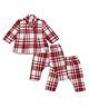 Tiber Taber 100% Cotton Full Sleeves Checked Coordinating Kimono & Trousers Set - Red