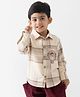Tiber Taber 100% Cotton Full Sleeves Checked Shirt - Cream