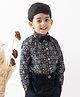 Tiber Taber 100% Cotton Full Sleeves Abstract Printed Shirt - Black