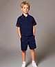 Cherry Crumble By Nitt Hyman Cotton Half Sleeves Tigers Printed Coordinating Shirt & Shorts Set - Navy Blue