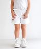 Bonfino Cotton Elastane Knee Length Paper Bag Waist Shorts with Floral Embroidery - White