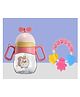 The Cheeky Kidzz Baby Soft Silicone Ring Shape Musical Rattle Teething Toy Teether With 320ml Straw Feeder BPA Free(PINK)