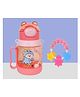 The Cheeky Kidzz Baby Soft Silicone Ring Shape Musical Rattle Teething Toy Teether With 350ml Sipper Straw Feeder BPA Free (PINK)