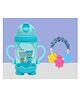 The Cheeky Kidzz Ring Shape Rattle Teething Silicone Toy Teether Pacifier with 200ml Straw Sipper Feeder BPA Free (BLUE)