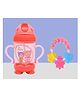 The Cheeky Kidzz Ring Shape Rattle Teething Silicone Toy Teether Pacifier With 200ml Straw Sipper Feeder BPA Free(PINK)