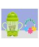 The Cheeky Kidzz Ring Shape Rattle Teething Silicone Toy Teether Pacifier with 200ml Straw Sipper Feeder BPA Free (GREEN)