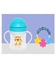 The Cheeky Kidzz Baby Feeding Straw Sipper Bottle 250ml Liquids Juice Milk Feeder with Ring Rattle Teether BPA Free (BLUE)