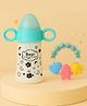 The Cheeky Kidzz Baby Feeding Sipper Bottle 300ml Liquids Juice Milk Silicone Spout Feeder With Ring Rattle Teether BPA Free(SEA GREEN)