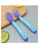 The Cheeky Kidzz Baby Pack of 2 Soft Silicone Feeding Spoon Fork Heat-Resistant Cutlery Spoon Set Safety Self Feeding Learning BPA Free for Babies/New Borns(BLUE)