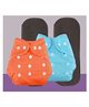 The Cheeky Kidzz Baby Reusable Adjustable Pocket Style Cotton Cloth Diaper And 2 Black Microfiber Bamboo Charcoal Insert Pads (0-24 Months) (Orange & Blue)