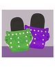 The Cheeky Kidzz Baby Reusable Adjustable Pocket Style Cotton Cloth Diaper And 2 Black Microfiber Bamboo Charcoal Insert Pads (0-24 Months) (Purple & Green)