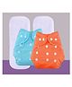 The Cheeky Kidzz Baby 2 Reusable Pocket Style Cotton Cloth Diapers With 2 Microfiber Bamboo White Insert Pads (0-24 Months) (Orange & Blue)