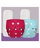 The Cheeky Kidzz Baby 2 Reusable Pocket Style Cotton Cloth Diapers With 2 Microfiber Bamboo White Insert Pads (0-24 Months) (Red & Blue)