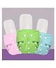 The Cheeky Kidzz Baby 3 Reusable Cotton Cloth Diaper And 3 Microfiber Bamboo White Insert Pads (0-24 Months) (Multicolor)