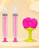 The Cheeky Kidzz Baby Pressure Nasal Syringe Nose Suction Nose Suction With Soft Silicone Fruit Shape Standing Teether For Babies BPA Free (Pink)