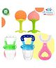 The Cheeky Kidzz Baby 2 Soft Silicone Teethers With 2 Fruit Soother Nibblers And 1 Finger Toothbrush BPA Free (Green & Blue)