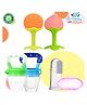 The Cheeky Kidzz Baby 2 Silicone Teethers With 2 Fruit Food Pacifier Soother Nibblers And 1 U-Shape Toothbrush BPA Free (Peach & Orange)